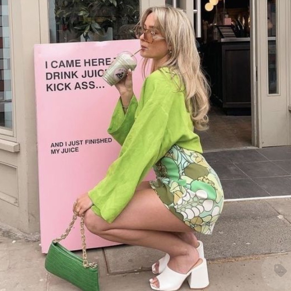 Zara printed mini skirt green - Picture 2 of 6